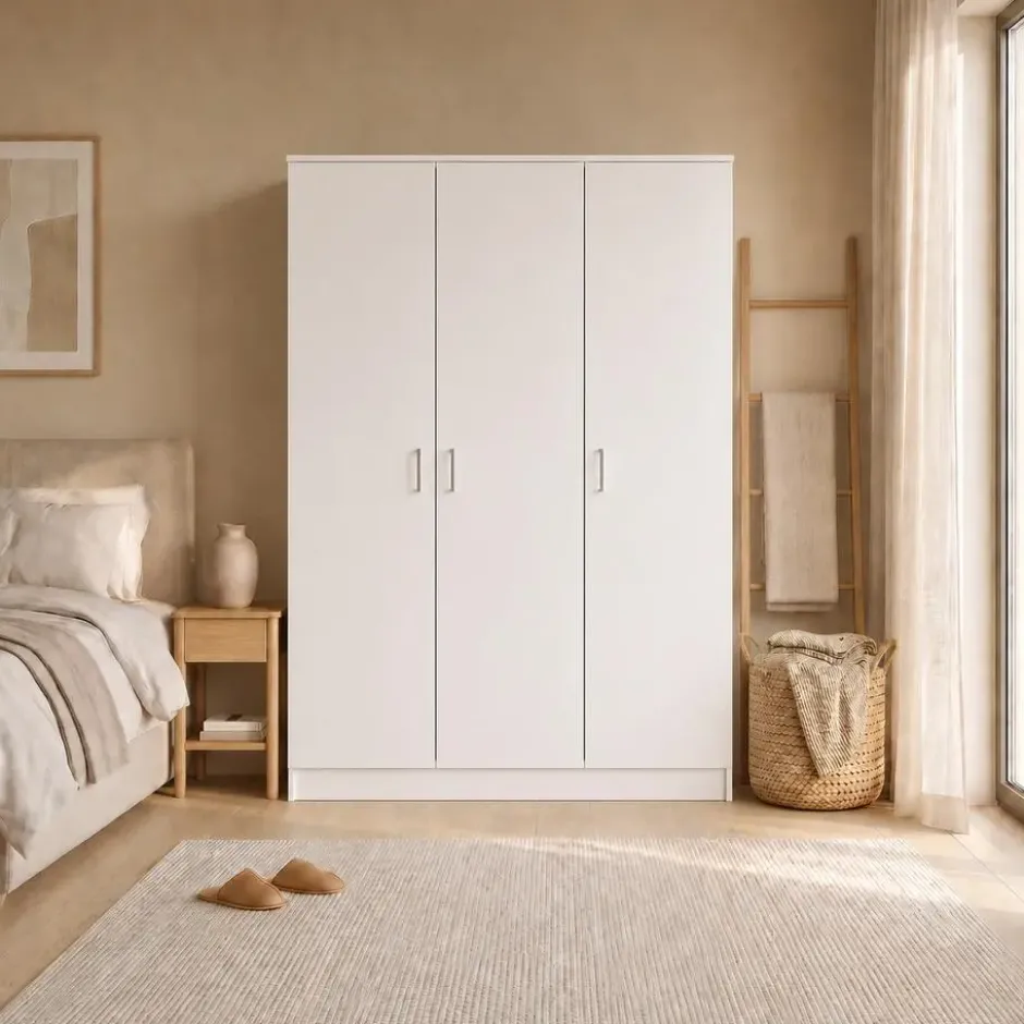 Interiax Opbergkast - Kledingkast 'Amelie' - Wit - 3 Deurs - 180x120x40cm