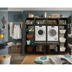 Interiax WASHWALL 'Mary' Wasmachine Opbergkast Antraciet - 162x50x67.5 cm