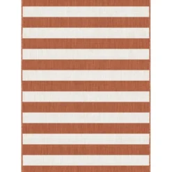 Interieur05 Buitenkleed Stripes roest/wit dubbelzijdig - 340 x 240 cm