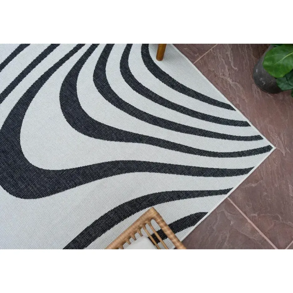 Interieur05 Buitenkleed Swirl Zwart - 340 x 240 cm