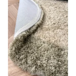 Interieur05 hoogpolig vloerkleed polyester Pilo groen/beige - 240 x 240 cm