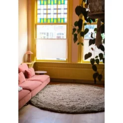 Interieur05 hoogpolig vloerkleed polyester Pilo groen/beige - 240 x 240 cm