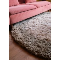 Interieur05 hoogpolig vloerkleed polyester Pilo groen/beige - 240 x 240 cm
