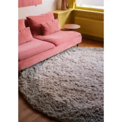 Interieur05 hoogpolig vloerkleed polyester Pilo groen/beige - 240 x 240 cm