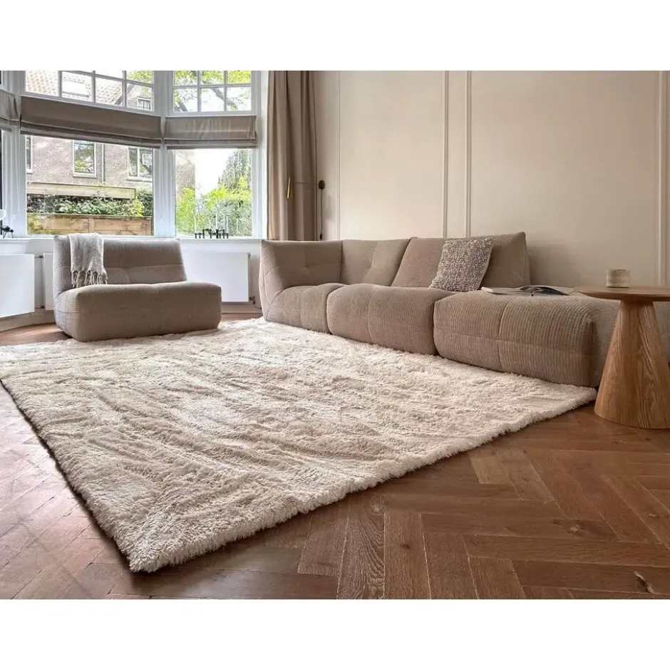 Interieur05 Hoogpolig vloerkleed Odelia beige/wit - 240 x 330 cm