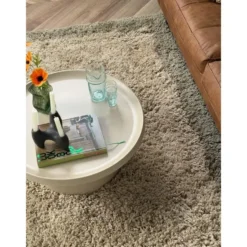 Interieur05 hoogpolig vloerkleed polyester Pilo groen/beige - 230 x 160 cm
