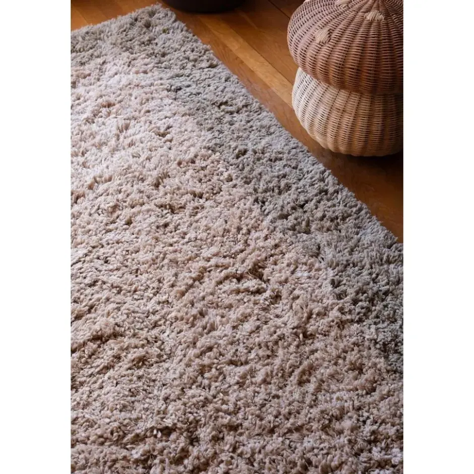 Interieur05 hoogpolig vloerkleed polyester Pilo groen/beige - 230 x 160 cm