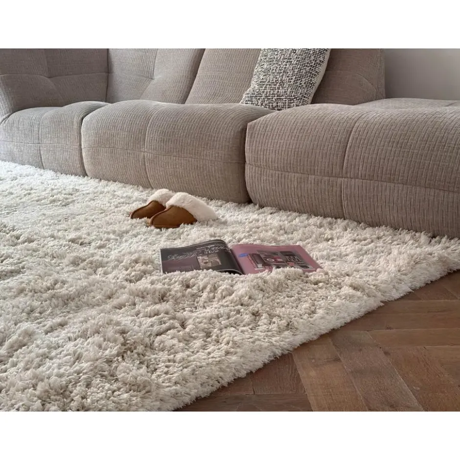 Interieur05 hoogpolig vloerkleed polyester Pilo ivoor/wit - 230 x 160 cm