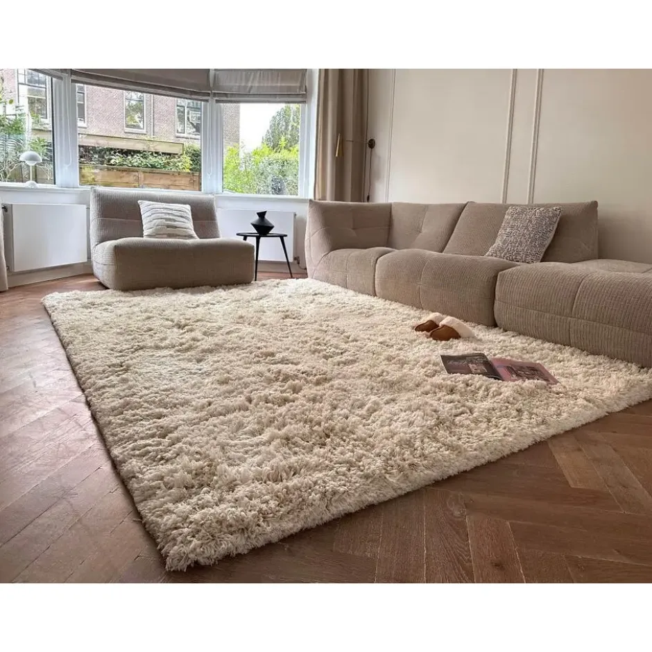 Interieur05 hoogpolig vloerkleed polyester Pilo ivoor/wit - 230 x 160 cm