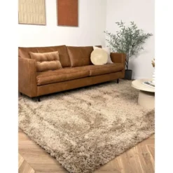 Interieur05 hoogpolig vloerkleed polyester Pilo taupe - 340 x 240 cm