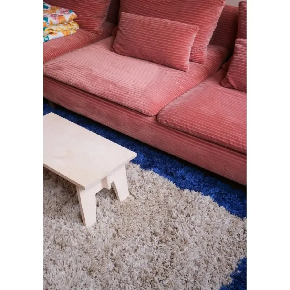 Interieur05 hoogpolig vloerkleed polyester Pilo beige/blauw - 230 x 160 cm