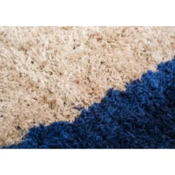 Interieur05 hoogpolig vloerkleed polyester Pilo beige/blauw - 230 x 160 cm