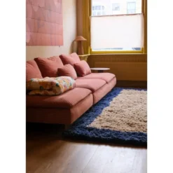 Interieur05 hoogpolig vloerkleed polyester Pilo beige/blauw - 230 x 160 cm