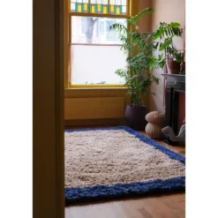 Interieur05 hoogpolig vloerkleed polyester Pilo beige/blauw - 230 x 160 cm