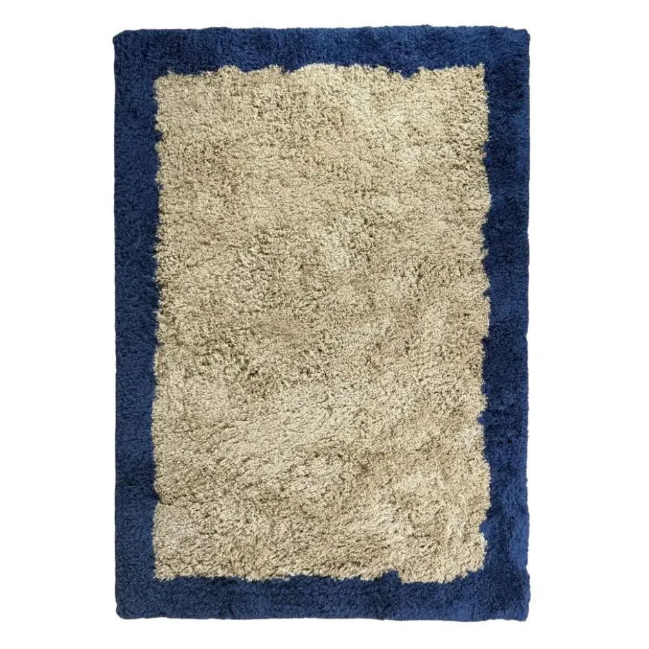 Interieur05 hoogpolig vloerkleed polyester Pilo beige/blauw - 230 x 160 cm