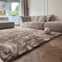 Interieur05 Hoogpolig vloerkleed Odelia Bruin/taupe - 160 x 230 cm