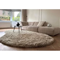 Interieur05 organisch hoogpolig vloerkleed polyester Pilo beige - 340 x 240 cm