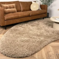 Interieur05 organisch hoogpolig vloerkleed polyester Pilo taupe - 340 x 240 cm