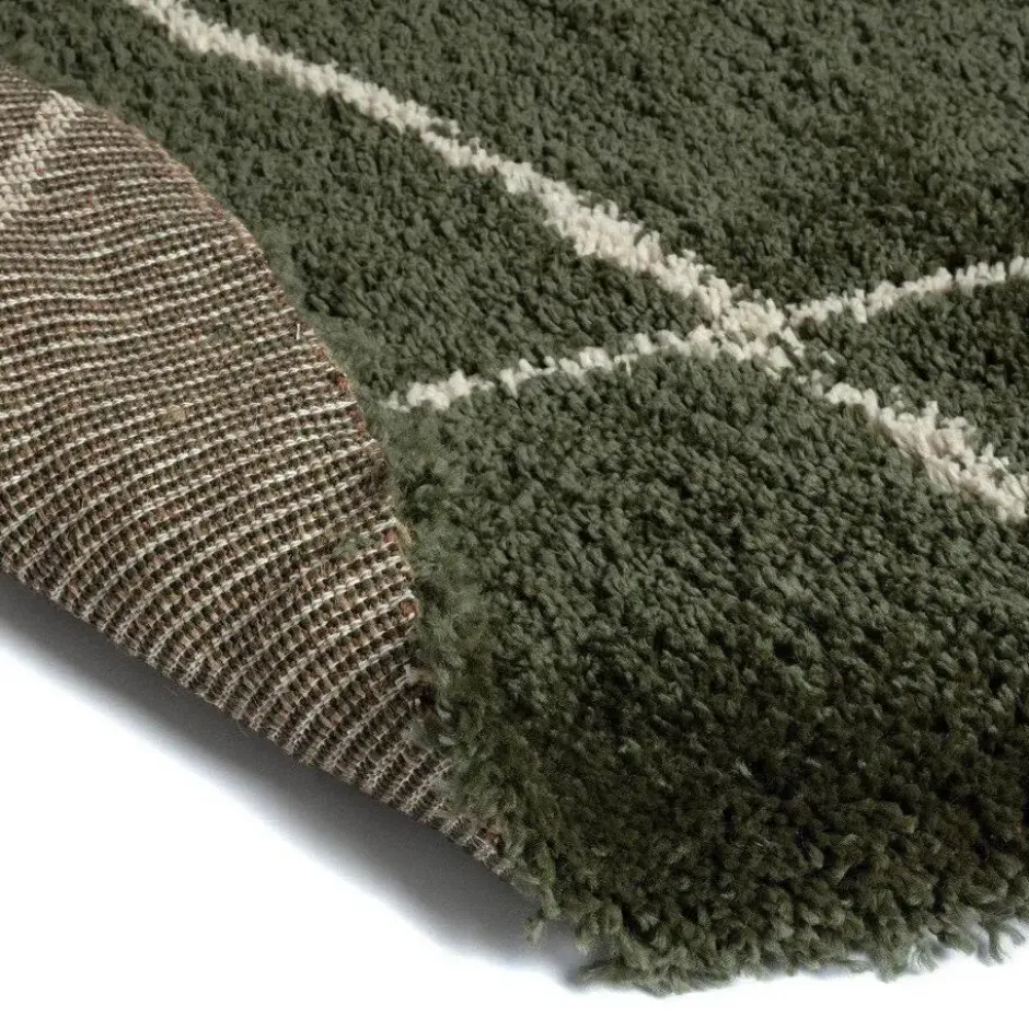 Interieur05 rond berber vloerkleed Nea groen/cream - 160 x 160 cm