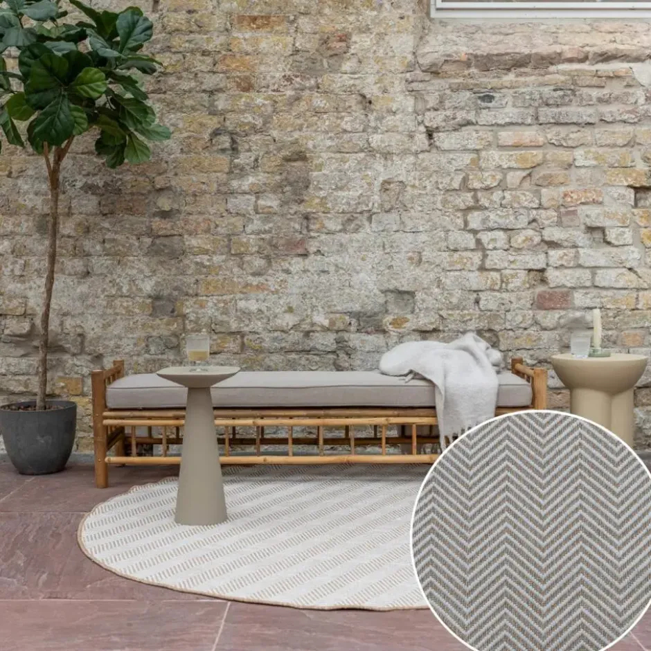 Interieur05 rond buitenkleed jute naturel zigzag - 240 x 240 cm