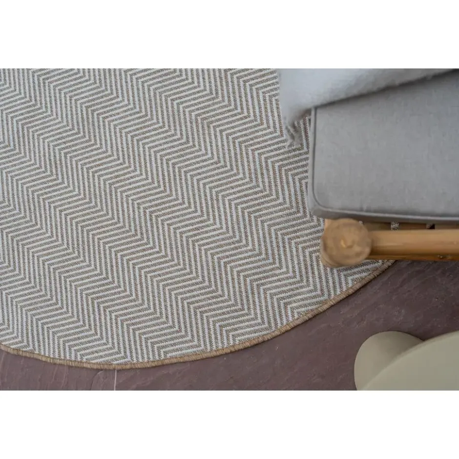 Interieur05 rond buitenkleed jute naturel zigzag - 240 x 240 cm