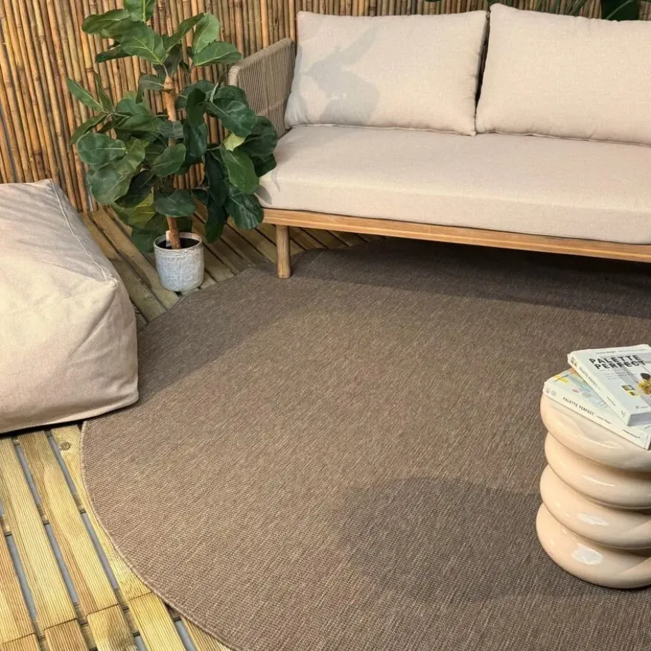 Interieur05 rond buitenkleed linnen Tone - 200 x 200 cm