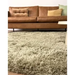 Interieur05 rond hoogpolig vloerkleed polyester Pilo groen - 290 x 200 cm