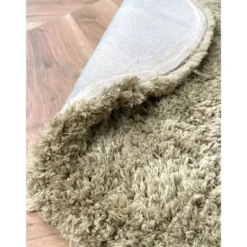 Interieur05 rond hoogpolig vloerkleed polyester Pilo groen - 290 x 200 cm