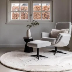 Interieur05 Rond Hoogpolig Vloerkleed Lux Creme - 240 x 240 cm