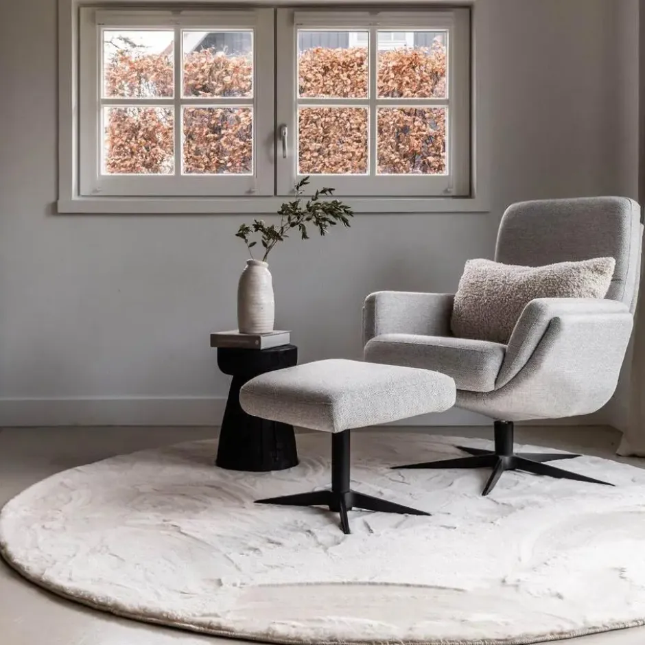 Interieur05 Rond Hoogpolig Vloerkleed Lux Creme - 240 x 240 cm