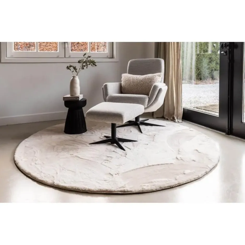 Interieur05 Rond Hoogpolig Vloerkleed Lux Creme - 240 x 240 cm