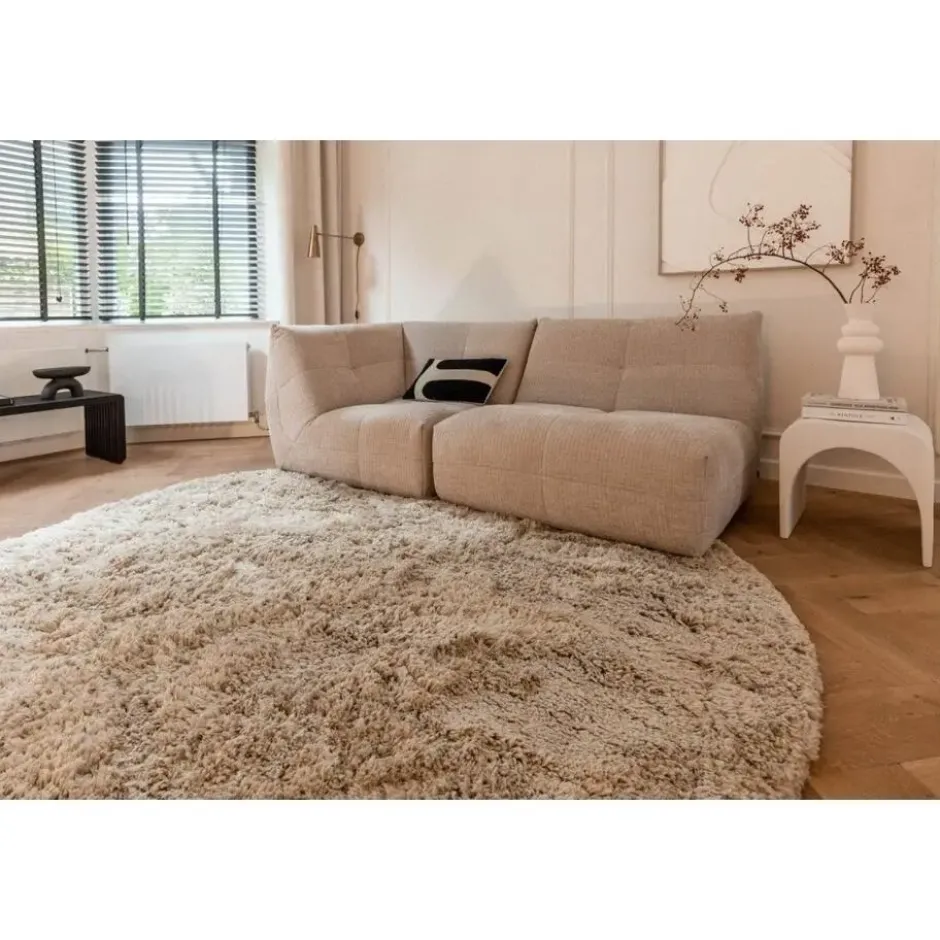Interieur05 rond Hoogpolig Vloerkleed Polyester Pilo Beige - 240 x 240 cm
