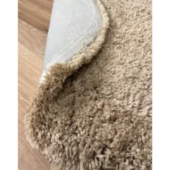 Interieur05 rond hoogpolig vloerkleed polyester Pilo taupe - 290 x 200 cm