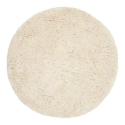 Interieur05 rond hoogpolig vloerkleed polyester Pilo ivoor/wit - 120 x 120 cm