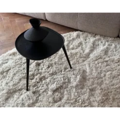 Interieur05 rond hoogpolig vloerkleed polyester Pilo ivoor/wit - 120 x 120 cm