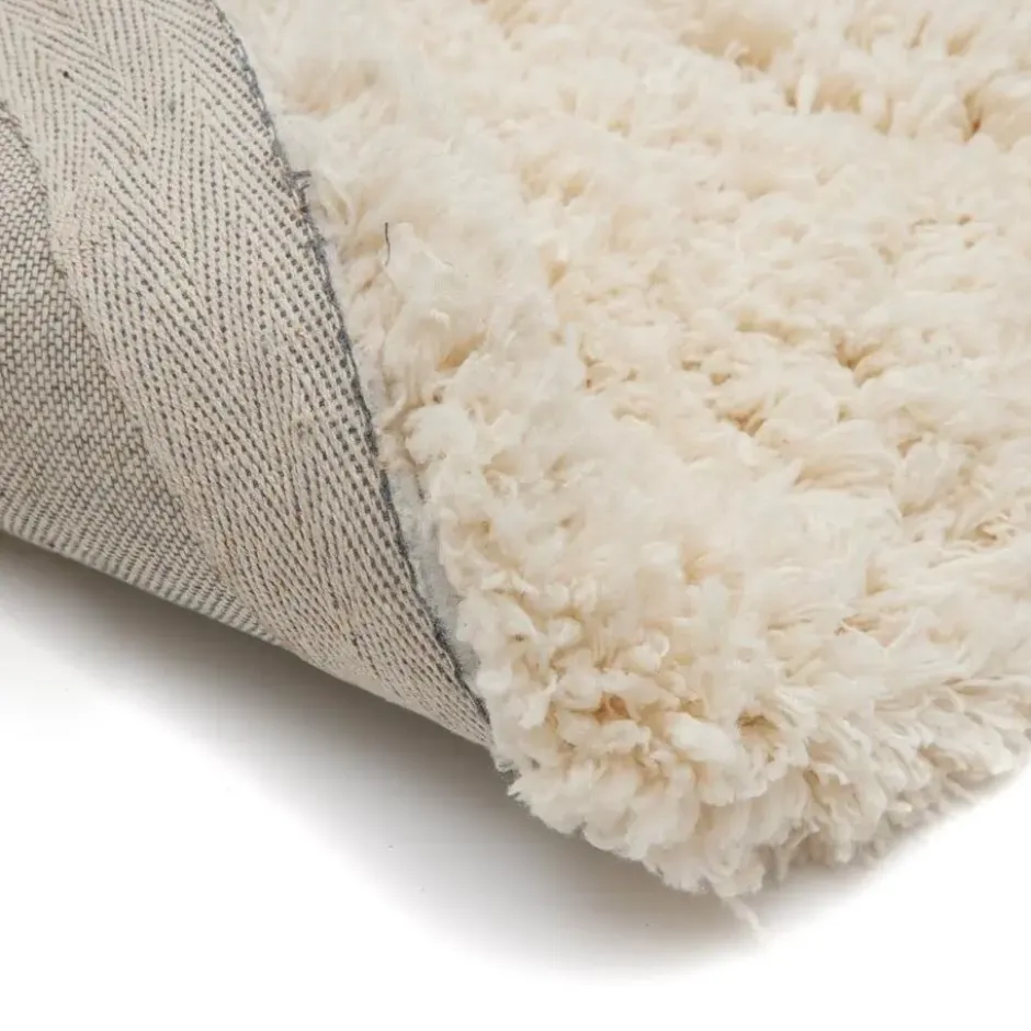 Interieur05 rond hoogpolig vloerkleed polyester Pilo ivoor/wit - 120 x 120 cm