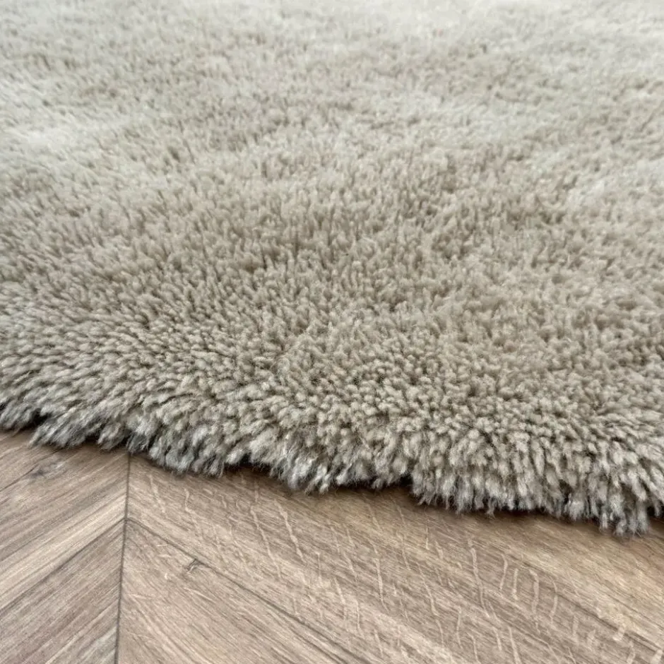 Interieur05 rond hoogpolig vloerkleed Furr bruin - 200 x 200 cm