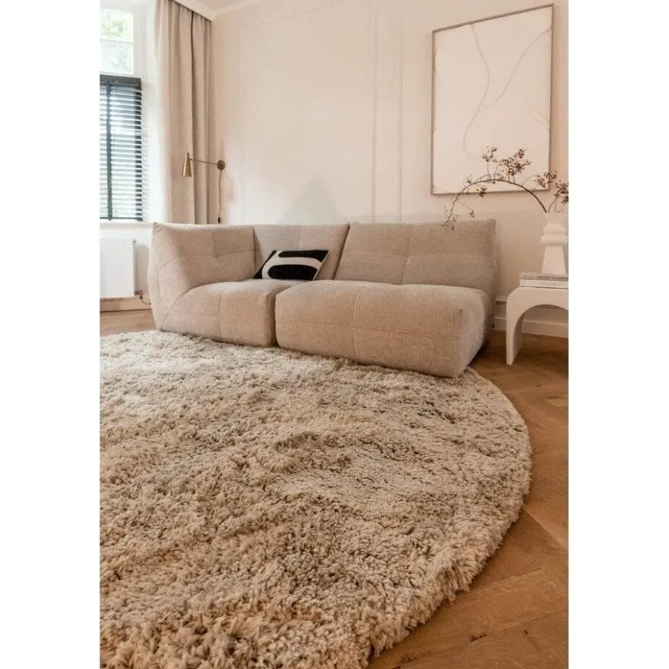 Interieur05 rond Hoogpolig Vloerkleed Polyester Pilo Beige - 120 x 120 cm