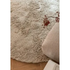 Interieur05 rond Hoogpolig Vloerkleed Polyester Pilo Beige - 120 x 120 cm