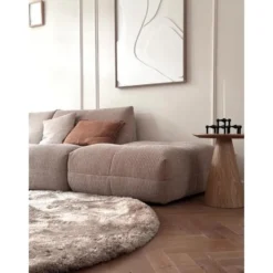 Interieur05 Rond Hoogpolig vloerkleed Odelia Stone - 240 x 240 cm