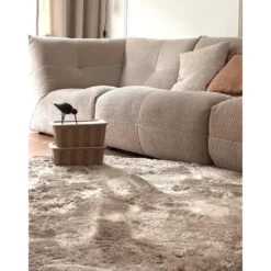Interieur05 Rond Hoogpolig vloerkleed Odelia Stone - 240 x 240 cm
