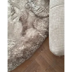 Interieur05 Rond Hoogpolig vloerkleed Odelia Stone - 240 x 240 cm