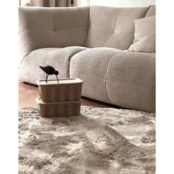 Interieur05 Rond Hoogpolig vloerkleed Odelia Stone - 240 x 240 cm