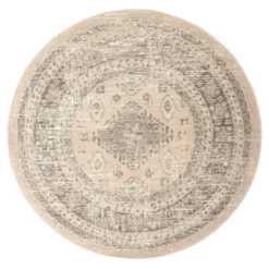Interieur05 rond vintage Aila vloerkleed zand/beige - 240 x 240 cm