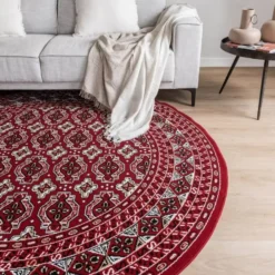 Interieur05 rond vintage vloerkleed Marad rood - 100 x 100 cm