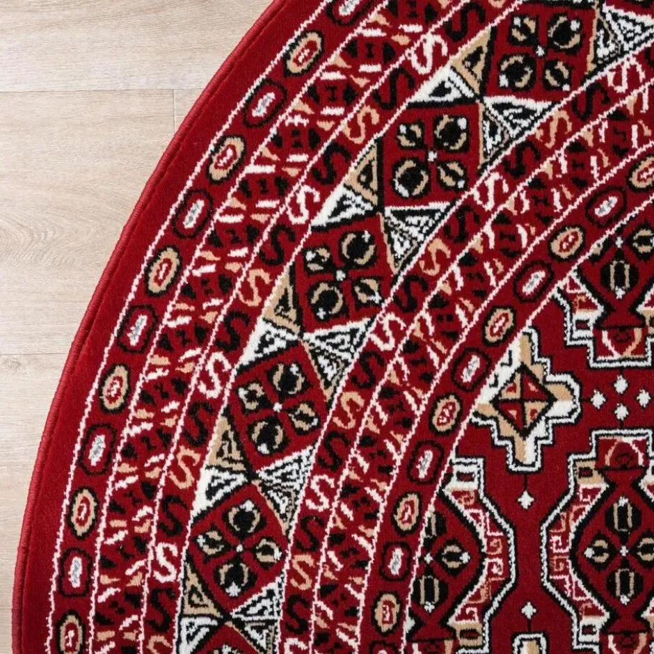 Interieur05 rond vintage vloerkleed Marad rood - 100 x 100 cm