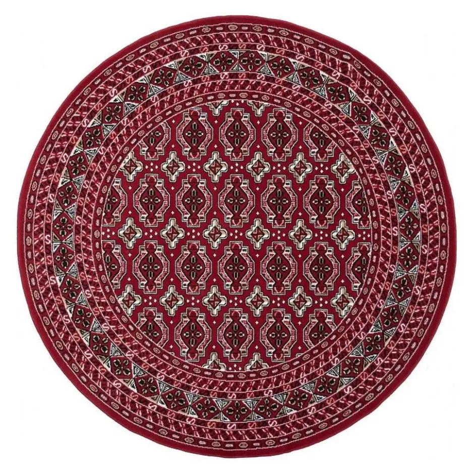 Interieur05 rond vintage vloerkleed Marad rood - 100 x 100 cm
