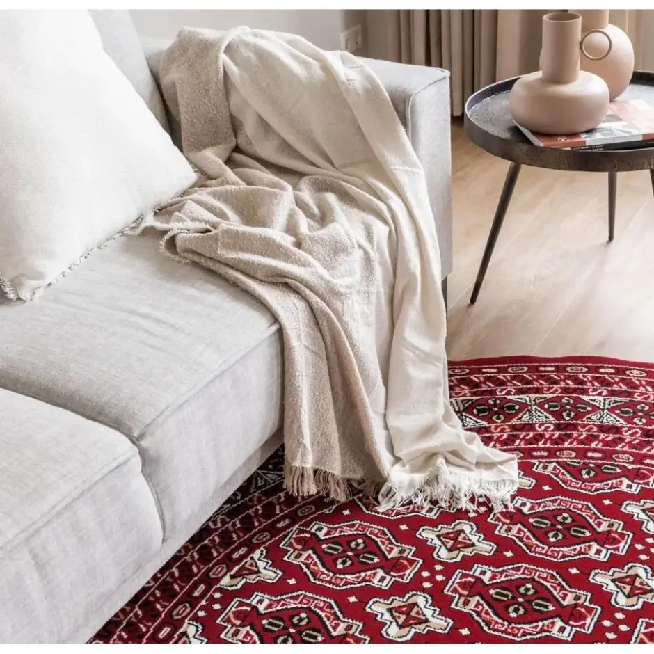 Interieur05 rond vintage vloerkleed Marad rood - 100 x 100 cm