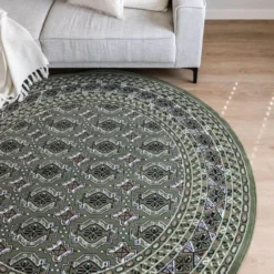 Interieur05 rond vintage vloerkleed Marad groen - 235 x 235 cm