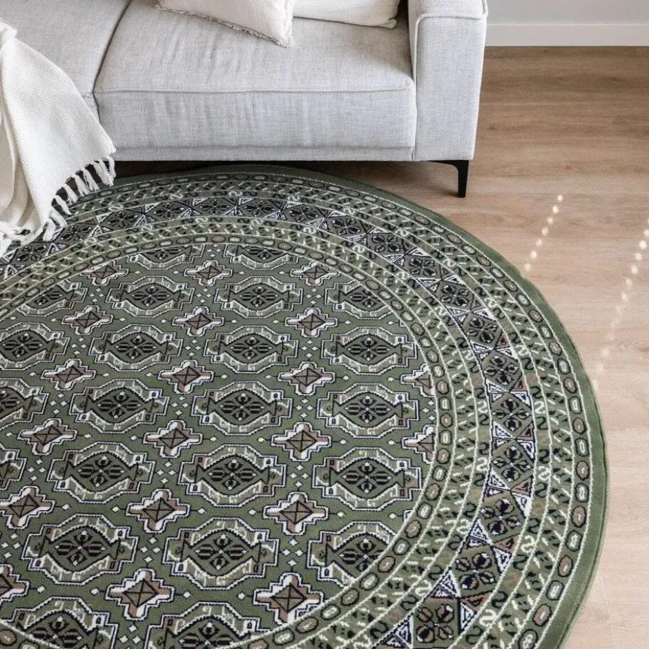 Interieur05 rond vintage vloerkleed Marad groen - 235 x 235 cm